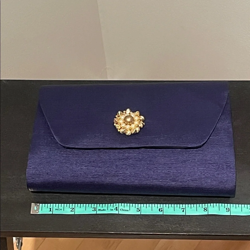 Chic Deep Purple Clutch with Gold Embellishment - Picture 3 of 4